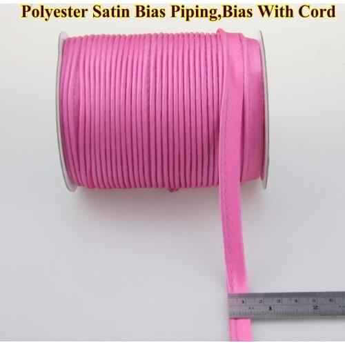 Free Shipping Polyester Bias cord tape, Piping tape, bias Tape with cord, size: 12mm,1/2",for DIY garment ,hot pink,dark pink