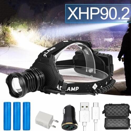 D2 Powerful XHP90.2 XHP70.2 Led Headlamp XHP90 XHP70 Head lamp Zoom Headlight Waterproof USB Rechargeable 18650 Fishing Light