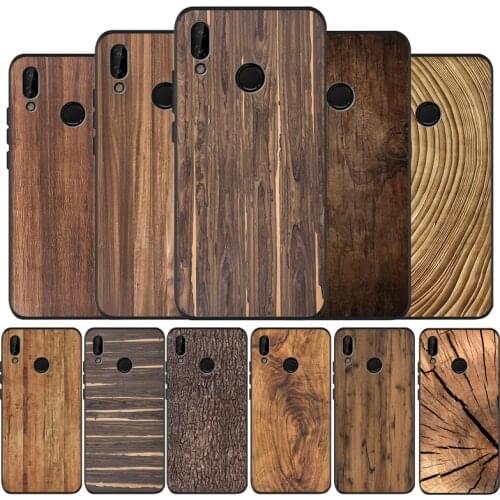 Wood texture Black Silicone Soft Phone Case For Huawei 40 30 20 10 9 Lite Pro P smart 2019 Y6 Y6 Prime2019 Y9 2018