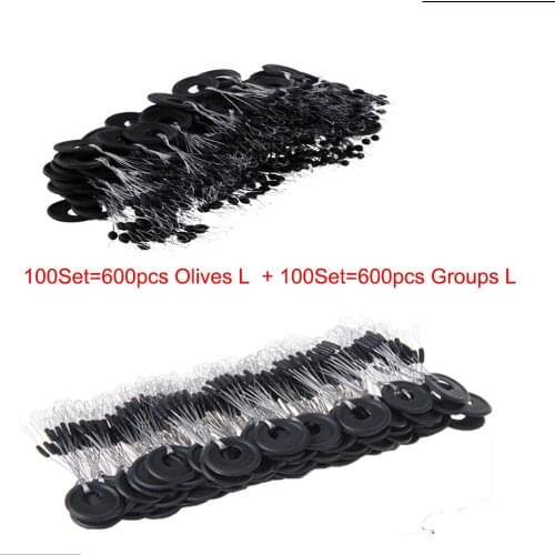 200Set Olives Cylindrical Black Rubber Stopper Fishing Bobber Space Bean Stopper Float Line Stoppers Bobber Stops Fishing Bobber