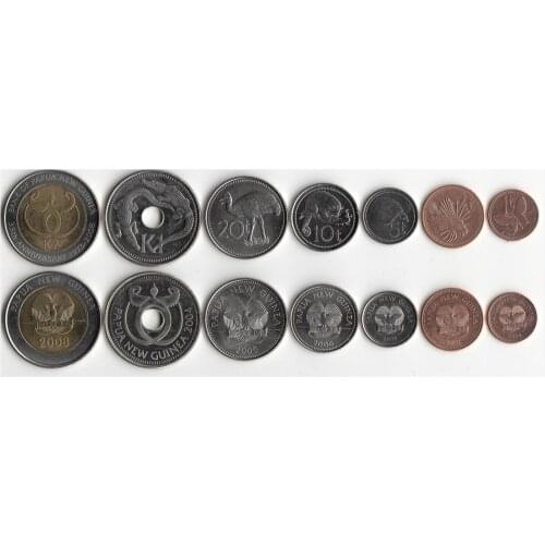 Papua New Guinea 7 Pieces Set Coins Oceania New Original Coin Collectible Edition Real Rare Unc Commemorative Random Year
