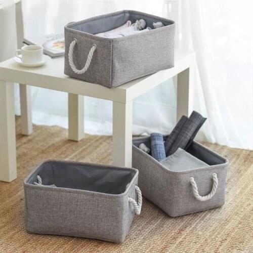 Cotton Linen Desktop Storage Box Clothes Toys Folding Laundry Storage Basket Underware Organizer Office Stationery Container