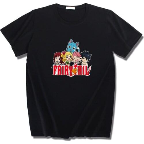 New Summer Kawaii Fairy Tail Prints Casual Kids Girls Boys Cotton T Shirt Men Women Family Tops Tees Plus Size