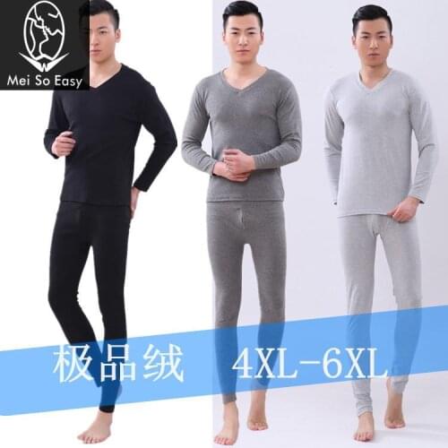 New arrival men winter Pure cotton large male Double layer thermal underwear set Soft Comfort plus size XL-7XL TF8J001