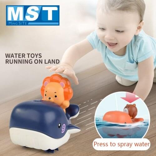 Educational Cartoon Animal Water Spray Whales Bath Toy For Baby Kids Clockwork Swimming Whale Bathroom Shower Wind Up Toys
