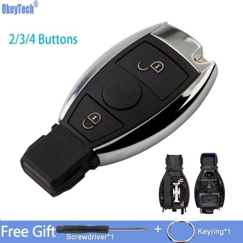OkeyTech 2/3/4 Buttons Smart Remote Control Car Key Shell For Mercedes Benz W203 W210 W211 AMG W204 Replacement Case Cover Fob