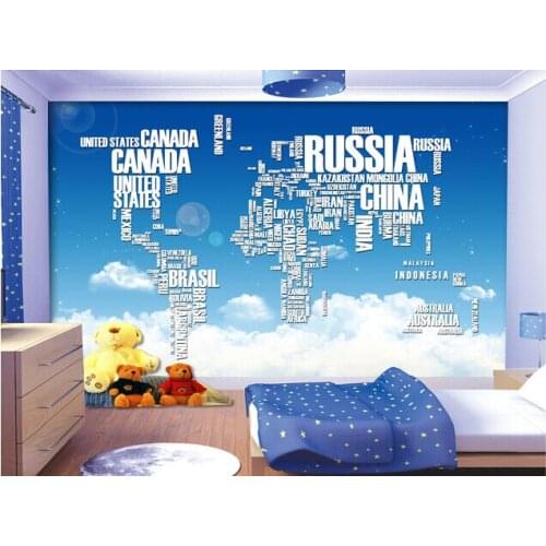 Custom 3D murals,The blue sky white clouds the sky map state name in English,living room sofa TV wall children bedroom wallpaper