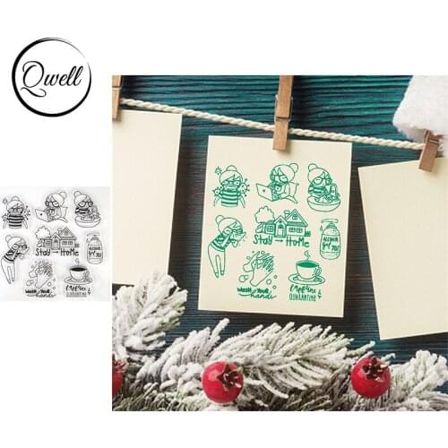 QWELL Little Girls Stay Home Laying In Bed Clear Transparent Stamps For DIY Scrapbooking Craft Album Card 2020 New