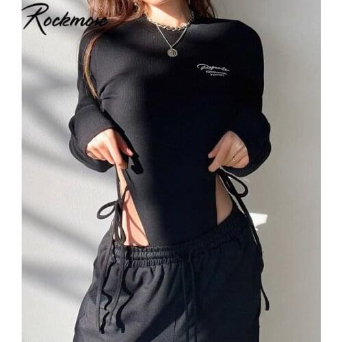 Rockmore Sexy Skinny Bodysuit Rompers O Neck Long Sleeve Jumpsuit Black Casual Body Suit Femme Body Top Solid Lady Streetwear