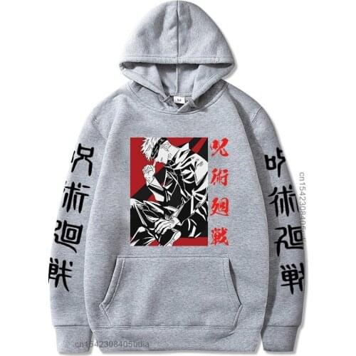 Kawaii Japanese Anime Jujutsu Kaisen Hoodies Men Gojo Satoru Graphic Hoodie Aesthetic Harajuku Camisas Streetwear Male