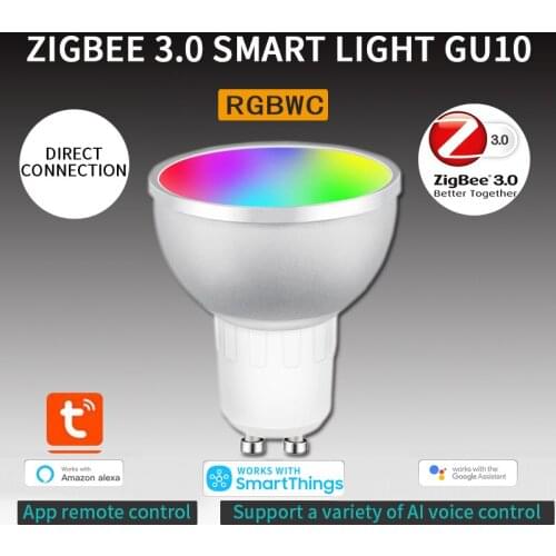 Tuya Zigbee 3.0 Gu10 Smart LED Night Light Bulbs 5W RGBCW Smart Home Remote Voice APP Control Work With Alexa Echo Google Home