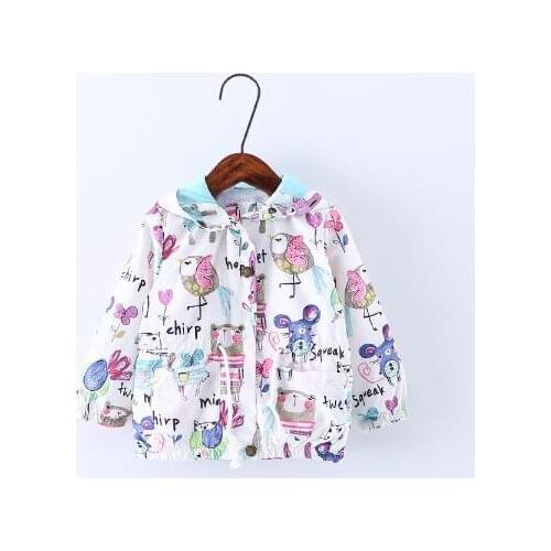 Girls coats Cartoon Graffiti Hooded Windbreaker For Girls New Spring Baby Coat And Jacket For Girl Full Sleeve Toddler Outerwear