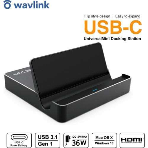 Wavlink Mini USB3.1 Universal usb docking station Type-C USB-C HDMI 4K Display 50W Power Delivery for Macbook Pro Type c Device