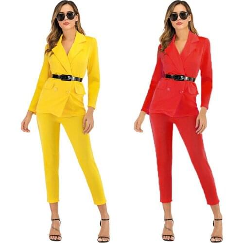 Female Elegant Office Work Wear Uniform OL Ladies Trousers Blazers Jacket With Tops Pant Suits 2 Pieces Sets Women Suit W1907