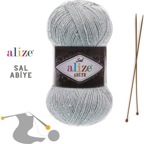 Alize Sal Abiye Yarn, 100 g - 410 m, Alize Shawl Evening Dress Shawl-Scarf Yarn, Silvery Yarn, Ga