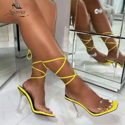 Sgesvier Summer High Heels Women Pumps Ankle Cross Strap Sandals Shoes Woman Ladies Peep Toe High Heels Dress Party Shoes Woman