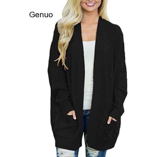Women Long Cardigan with Pockets Large Size Knitting Sweaters Winter Clothes Coat Pull Femme Manche Longue 2019 Fall Fashion