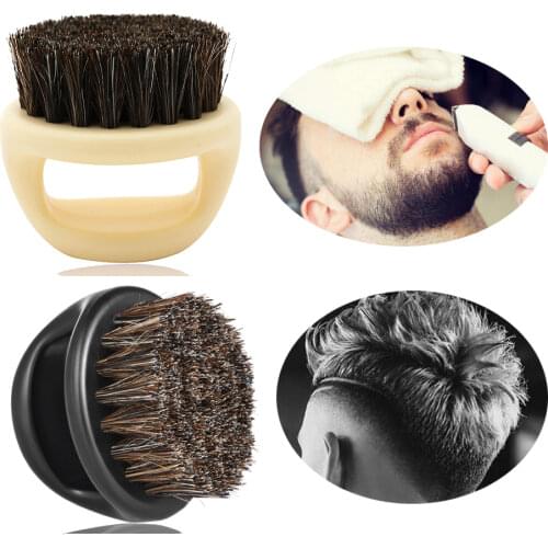 1 Pcs 100% Boar Bristle Mens Shaving Brush Portable Barber Ring Beard Brush For Facial Cleaning Mustache Tools