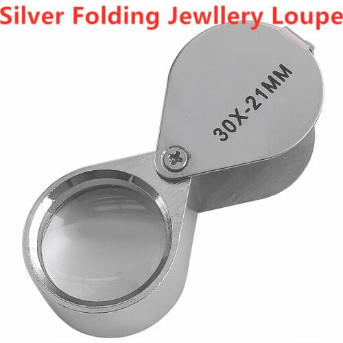 1PC Metal Silver Folding Jewllery Loupe Portable Magnifying Glass Pocket Size Jewllery Magnifier 10X 20X 30X Magnification