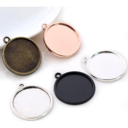 10pcs 20mm Inner Size Classic 5 Colors Plated One Sided Single Hanging Simple Style Cabochon Base Setting Charms Pendant