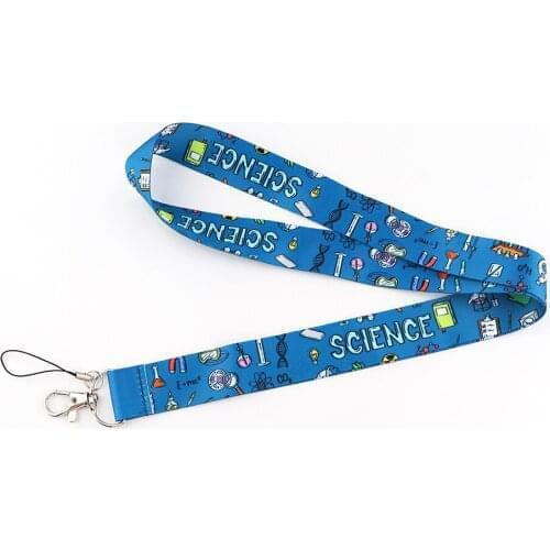 12pcs/lot E3326 Cartoon Science Lanyard For Key Phone Strap Lanyard Neck Strap Keychain Lanyard ID Badge Holder For Teacher