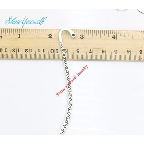 2pcs Antique Silver Plated Bookmark Charms Pendants for Necklace Jewelry Making DIY Handmade Craft 85x14mm