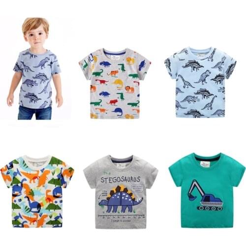 2020 summer childrens short sleeve T-shirt European and American cotton childrens T-shirt boys and girls dinosaur T-shirt