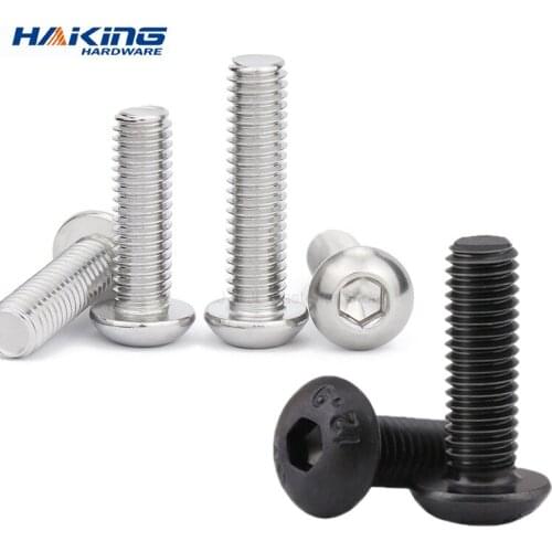 5-50pcs ISO7380 M2 M2.5 M3 M4 M5 M6 M8 304 A2 Round Stainless Steel or Black 10.9 grade Hex Socket Button Head Allen Bolt Screw