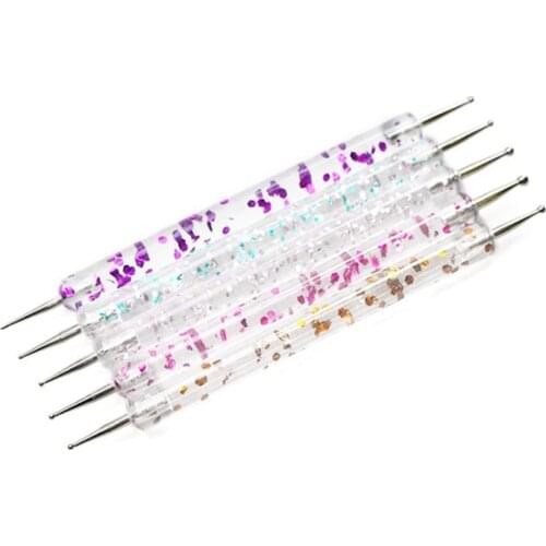 5 Pcs/Sets Nail Art Pen 2 In 1 Double Ends Dotting Drawing Painting UV Gel Liner Polish Brush Set Nail Art Dotting Manicure Tool