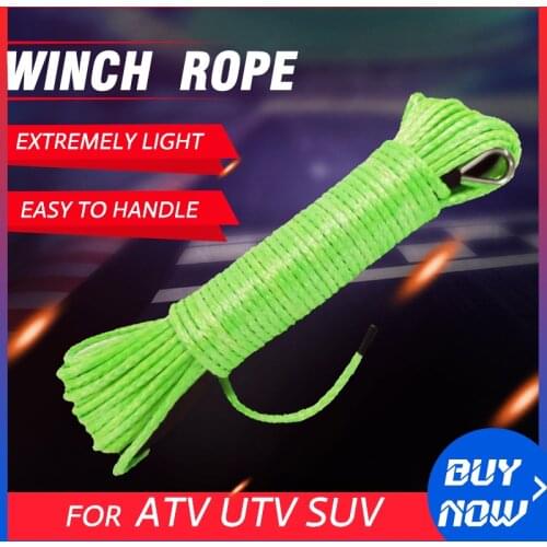 Free Shipping Green 5mm*15m Synthetic Rope wit 4000lbs Hawse Fairlead,ATV Winch Cable,Towing Rope,Plasma Winch Rope