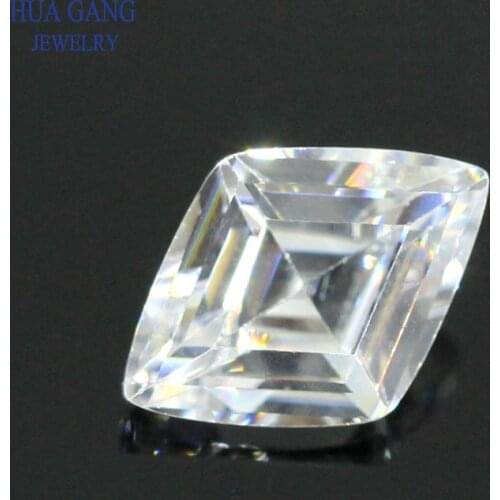 White Rhombus Shape Cubic Zirconia Brilliant Cut Loose CZ Stone Synthetic Gems Beads For Jewelry 5x7mm