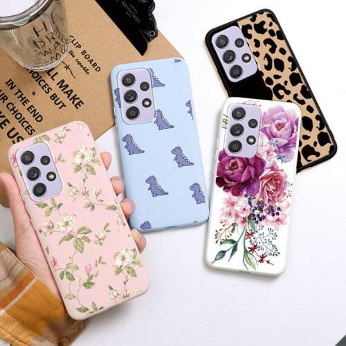 For Samsung Galaxy A52 5G Case Silicone Flower Dinosaur Back Cover For Samsung A52 A 52 A526B Phone Case Soft Coque Bumper Shell