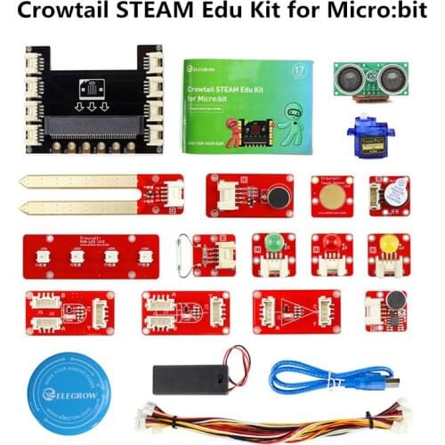 Elecrow Crowtail Steam Educational Starter Kit for Micro:bit Learning Programming Kit Microbit Makecode Projects with 9G Servo