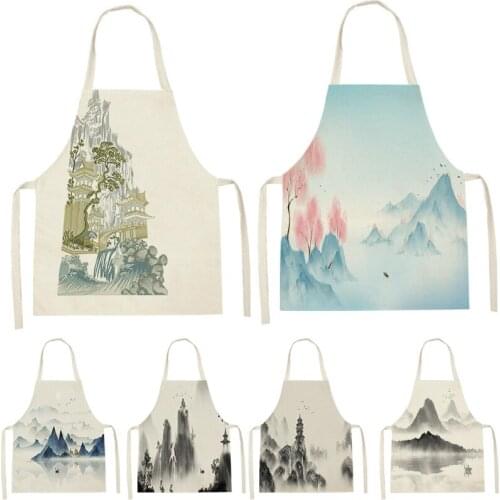 Apron Kid Apron Kitchen Household Item Landscape Print Apron Adult Hair Apron 55-68cm Apron Custom Logo Kitchen Supplie Tablier