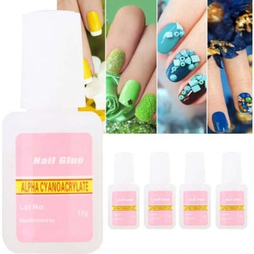 Nail Art Gel 5pcs Strong Nail Glue Acrylic Nail Decoration Adhesive Manicure Tool With Brush Nail Gel