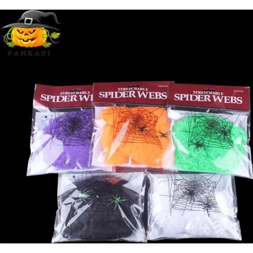 Artificial Spider Web Halloween Decoration Scary Party Scene Props White Stretchy Cobweb Horror House Home Decora Accessories