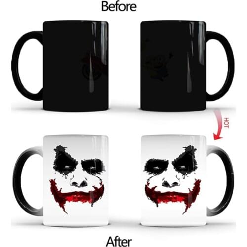 The Joker Coffee Cups And Mugs Cold Hot Heat Changing Magic Mugs Creative 350ml Ceramic Tea Milk Cup Best Gifts for Your Friend