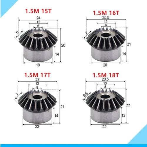 Metal Gear 1.5mod 15/16/17/18 teeth Bevel gear 90° hard tooth surface 1:1 gears cnc machine