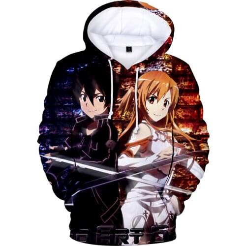 Fashion Sword Art Online SAO 3D Hoodies Men Women Harajuku Hip Hop Hoodie Sweatshirt Pullover Anime Fans Jacket Clothes Sudadera