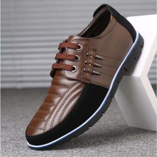 Men genuine leather shoes High Quality Elastic band Fashion design Solid Tenacity Comfortable Mens shoes big sizes ZY-251