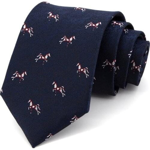 NEW Horse Jacquard Ties for Men Blue Dresses Necktie High Quality Fashion Formal Work Cravat Male Gift With Box