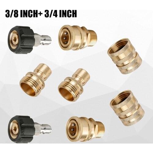 Pressure Water Gun Adapter Set, M22 Swivel To 3/8'' Quick Connect,3/4" To Quick Release Snow Foam Lance Accessories Copper Joint