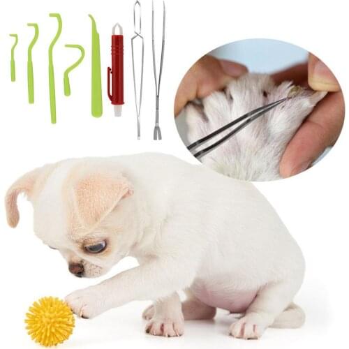Tick Remover Set For Dogs Cats Cleaner Tool Hook Flea Tick Tweezers Clip Kit Pet Comb Grooming Supplies Dropshipping 2021 New