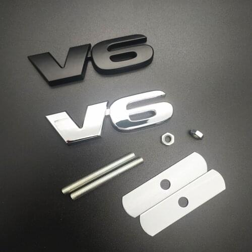 Brand New 3D Metal Zinc Alloy V6 Logo Auto Car Sticker V-6 Engine Sign Rear Trunk Boot Displacement Stickers Automobiles Styling