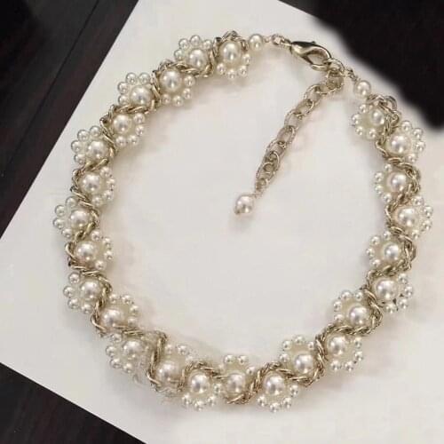 New fashion pearl beaded floral temperament wedding jewelry necklace for women