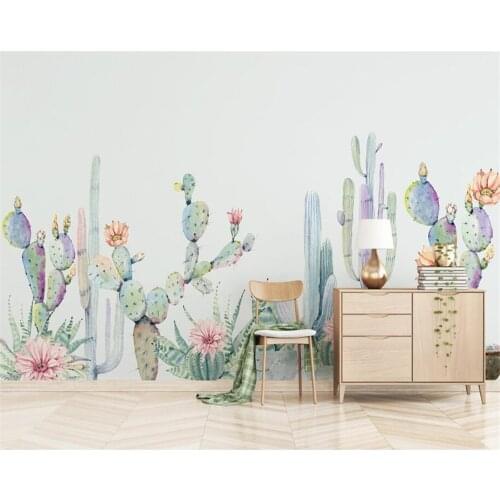 Beibehang Custom murals Wallpaper fashion Hand-painted cactus Childrens Room background 3d wallpaper papel pintado papel murals