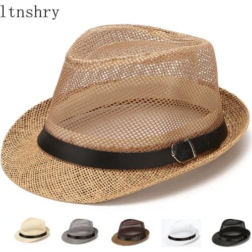 2021 New Fashion Summer Casual Unisex Beach Brim Jazz Sun Hat Panama Hat Paper Straw Women Men Cap With Breathable