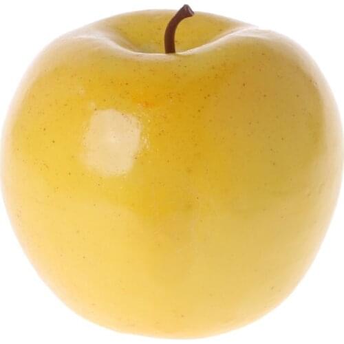 Realistic Lifelike Artificial Fruit Apple Bright Yellow Color Kitchen Fake Display Food Decor Craft