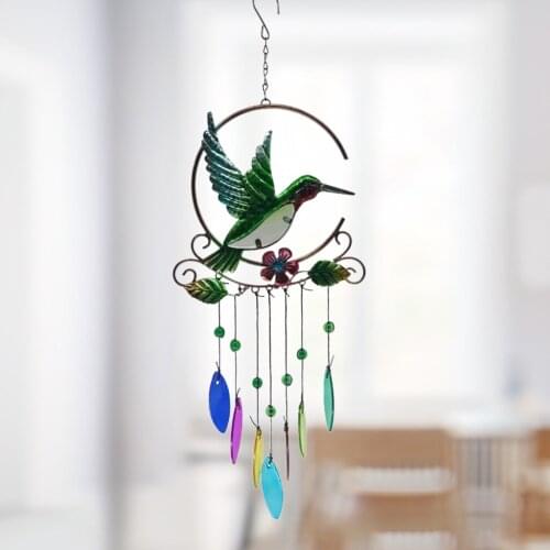 Garden Hummingbird Wind Chimes Outdoor Decor with 7 Hummingbirds Mobile Wind Catcher for Mom Gifts, Festival, Balcony Decor