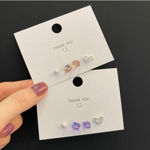 925 Sterling Silver Needle Fashion Womens Earrings Bowknot Love Heart Set Exquisite Simple Pearl Hypoallergenic